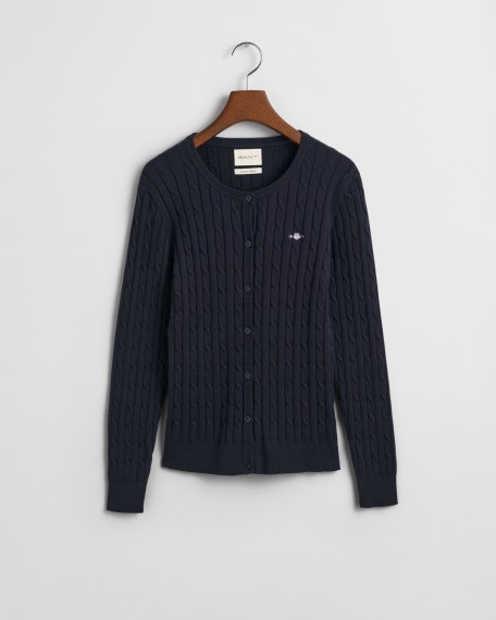 GANT STRETCH COTTON CABLE CARDIGAN